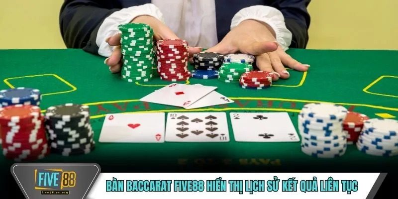 Bàn Baccarat FIVE88 hiển thị lịch sử kết quả liên tục