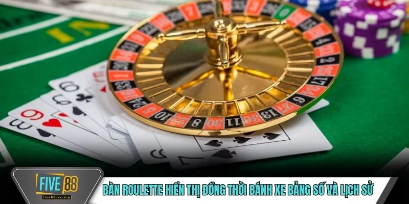 Bàn Roulette hiển thị đồng thời bánh xe bảng số và lịch sử
